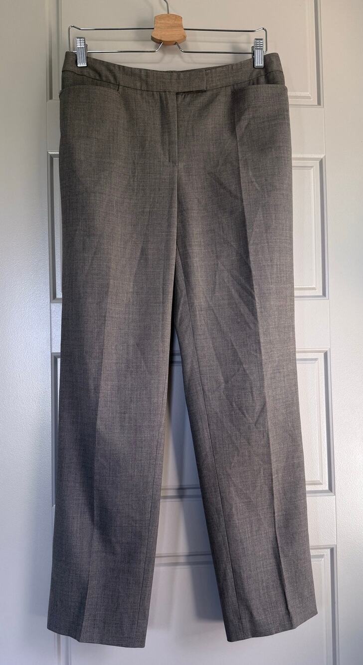 LORO PIANA classic old money taupe brown virgin wool straight leg trouser pants